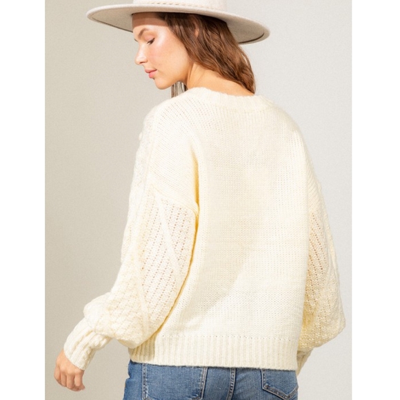 Very J Cream Cozy Chic Medium Chunky Knit Cardigan - Picture 4 of 10